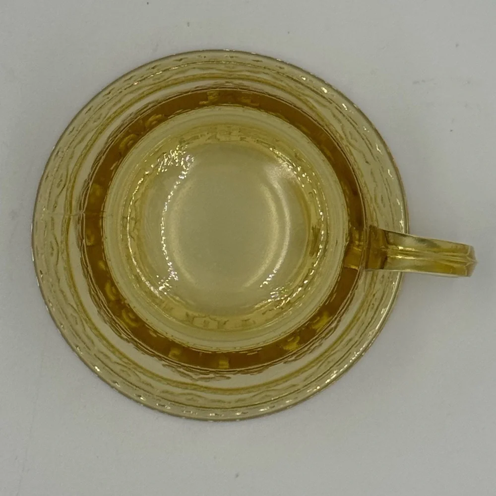 Vintage Federal Patrician Spoke Amber Depression Glass Cup and Saucer Set